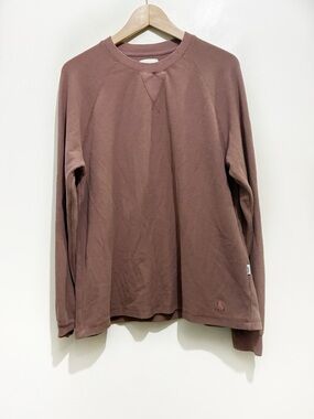 Kuwalla Mens Longsleeve Waffle Knit Henley Size Large Terracotta Red/Brown